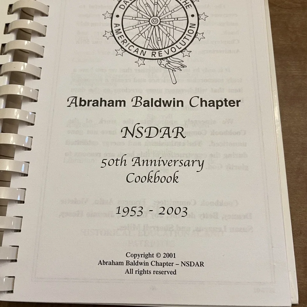 VTG NSDAR Abraham Baldwin Chapter 50th Anniversary Cookbook Carrollton Georgia